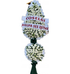 çift göbek beyaz gerbera çelenk